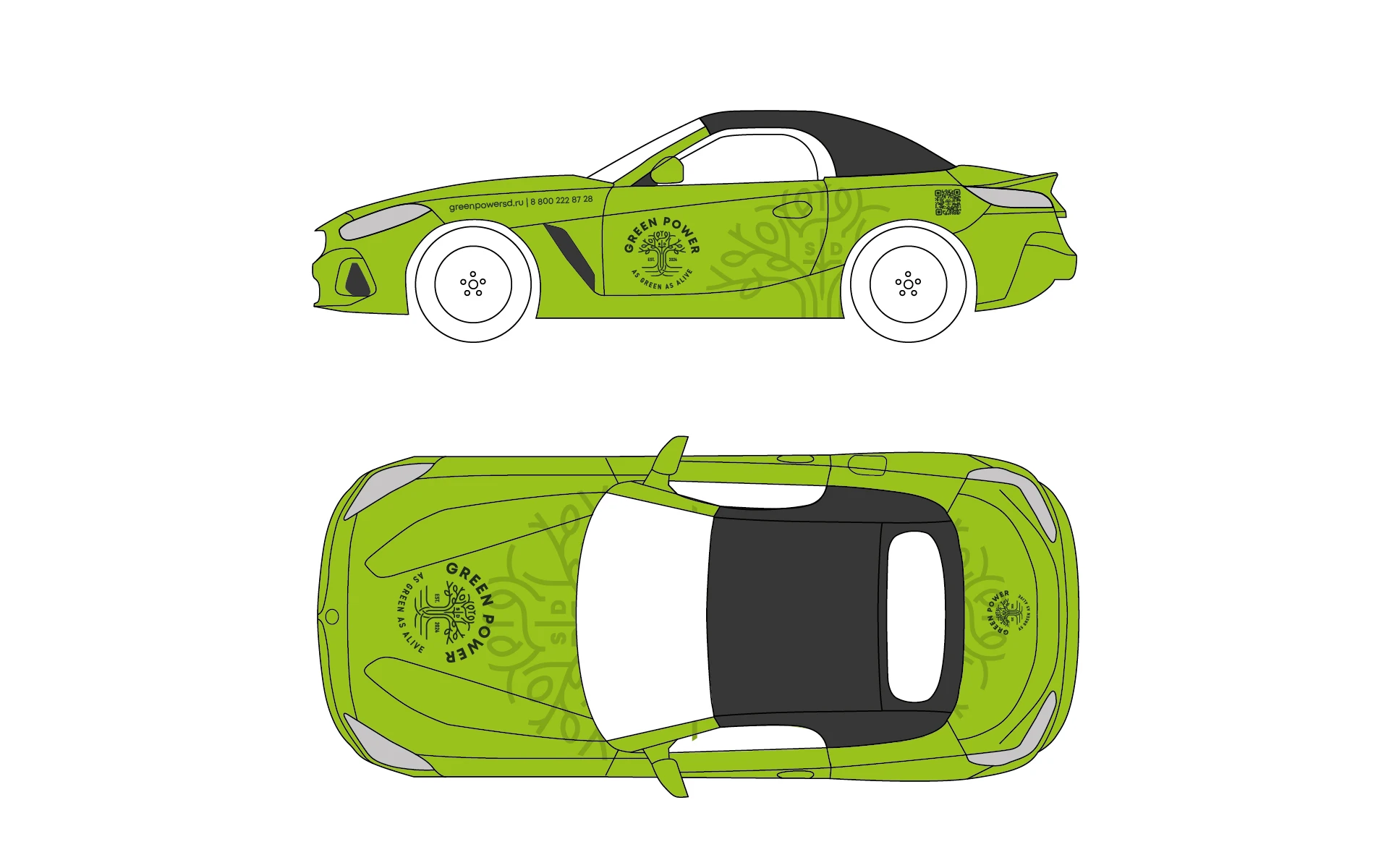 BMW Z4: борт и вид сверху с паттерном из знака