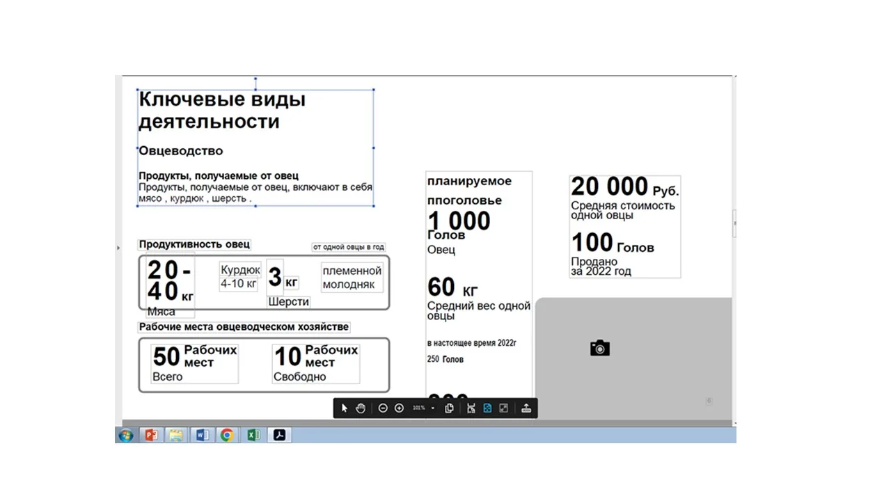 Исходный слайд с показателями овцеводства