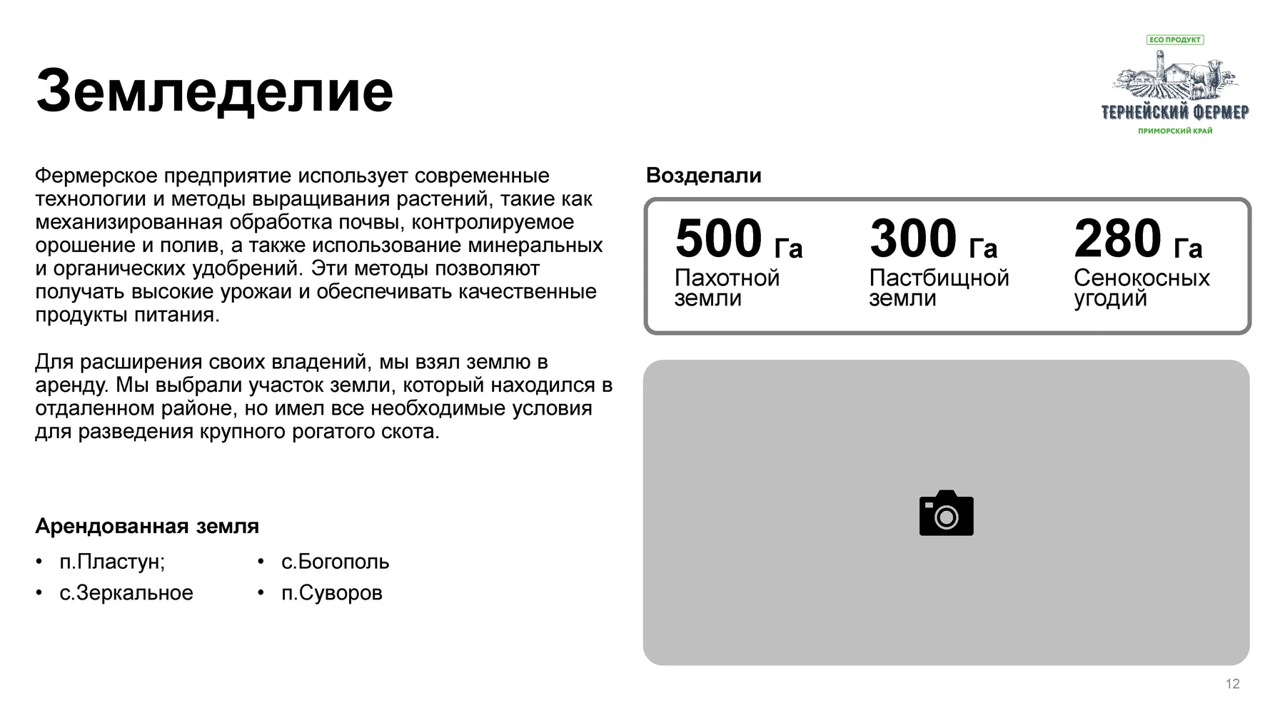 Вайрфрейм слайда о земледелии