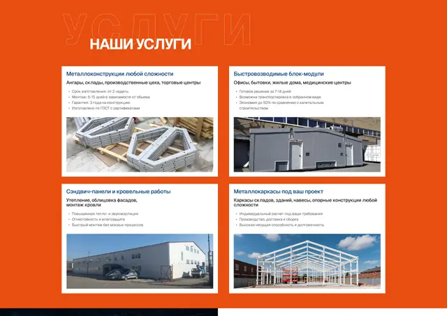 Четыре направления услуг в общей сетке