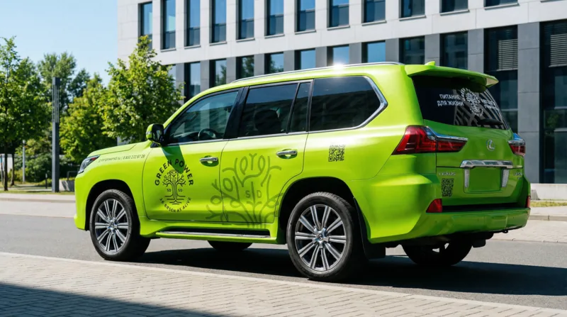 Lexus LX570 — оклейка Green Power, задняя три четверти