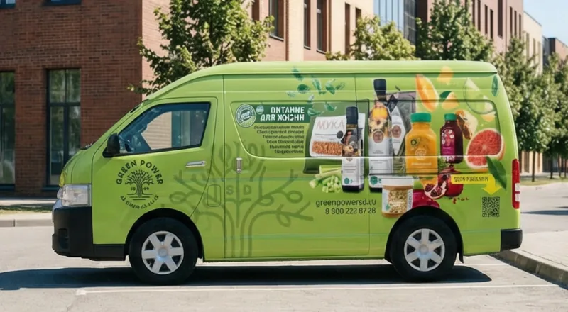 Green Power — борт фургона с продуктовой витриной